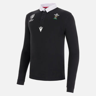 Macron WRU Wales RWC 2023 L/S Cotton Jersey Adults Black
